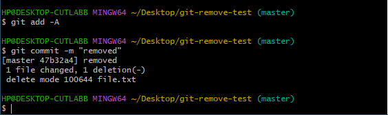 Stage everything with the git add -A command.