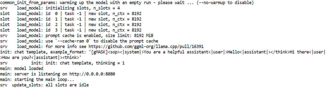 llama.cpp server is running on 8080 port locally