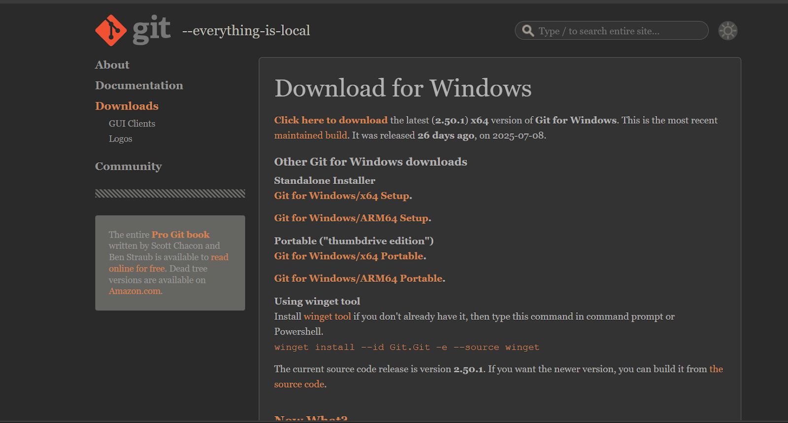 Instalador oficial de Git