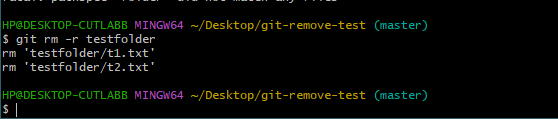 Removing the entire folder and its content using the git rm -r command.