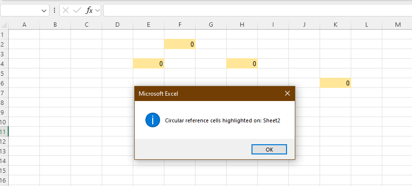 VBA resaltó las celdas de referencia circular en Excel.
