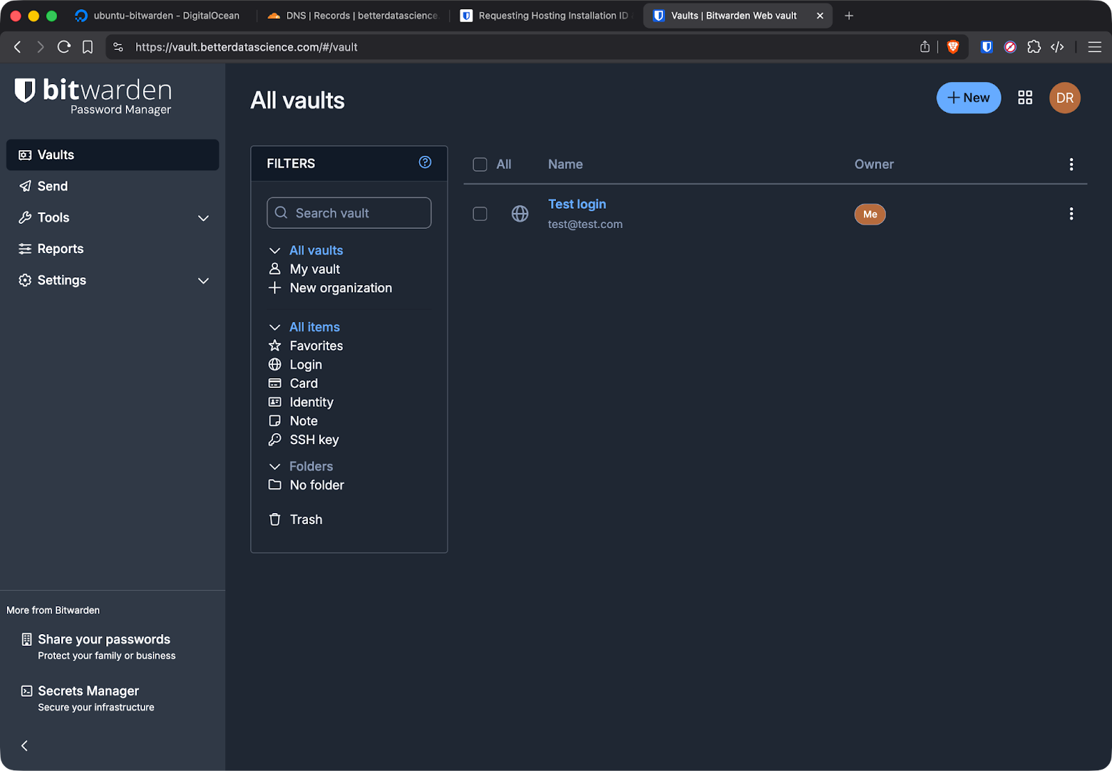 Adding a login item to Bitwarden