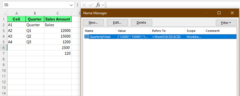 Check the named ranges in Excel.