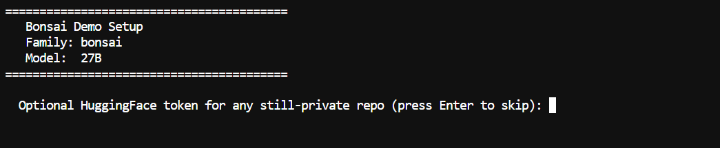 Running the Bonsai-27B installation script