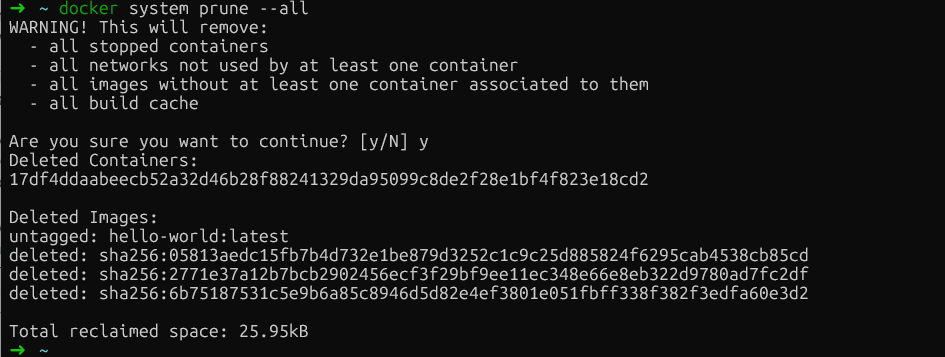 Poda del sistema Docker
