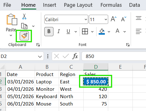 How to use Excel Format Painter