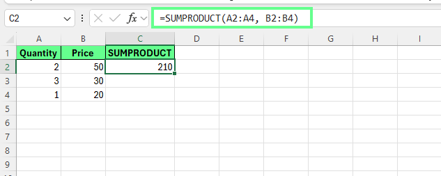 SUMPRODUCT function in Excel