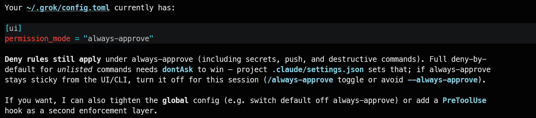 Setting Grok Build permissions