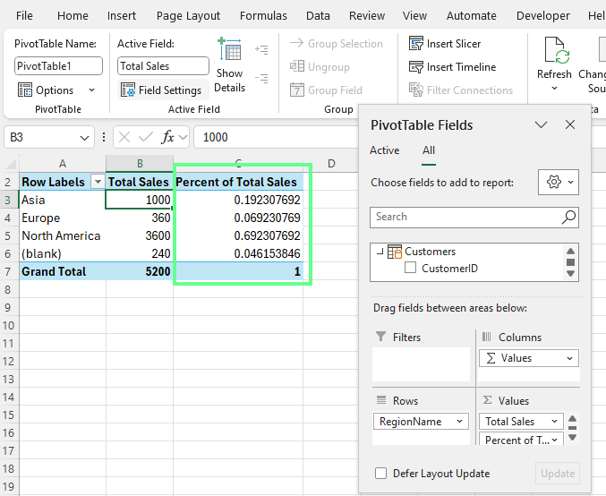 Add a percentage of the Total measure.