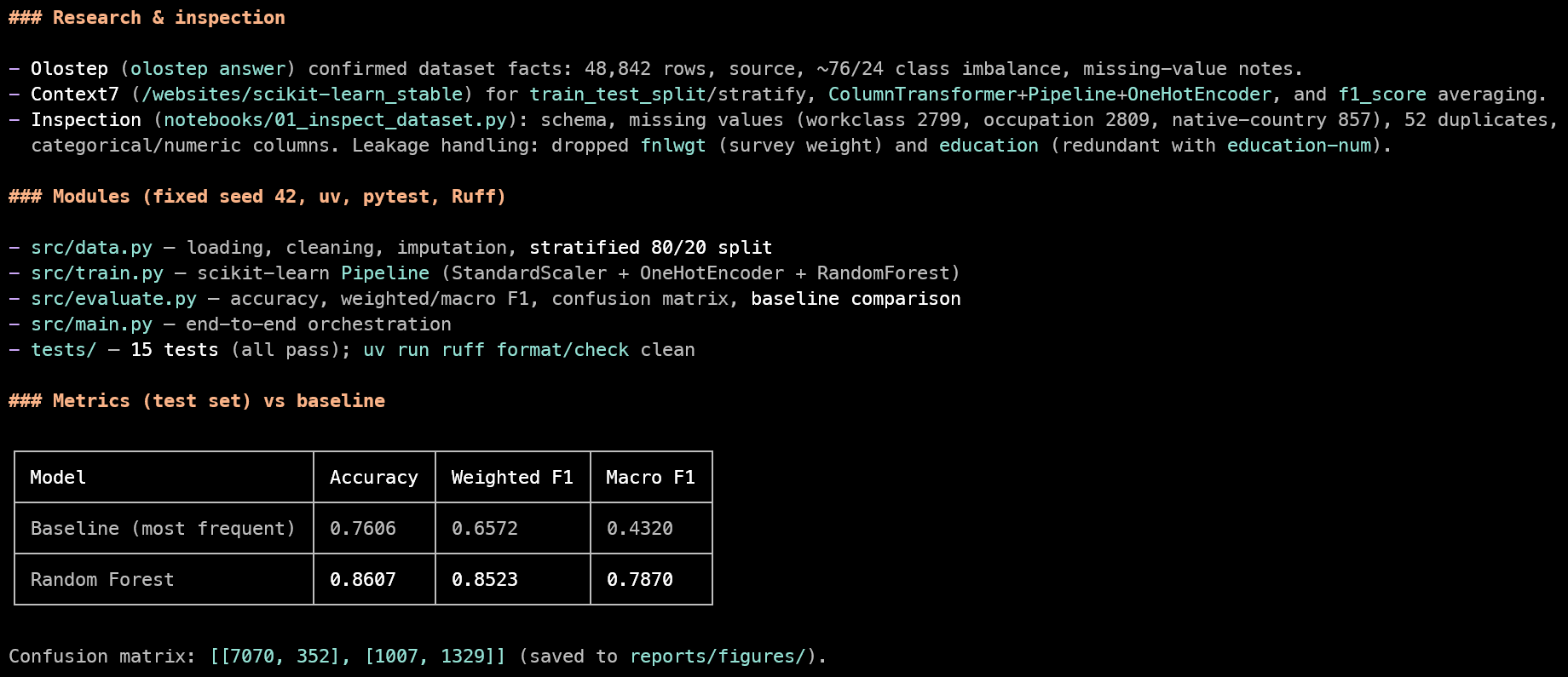 Final summary generated by the Kimi K2.5 Code in Pi Coding agent
