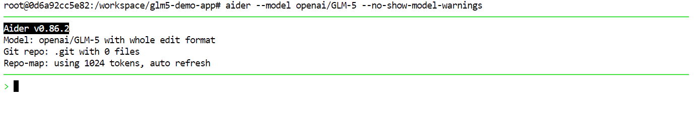running local GLM-5 with Aider
