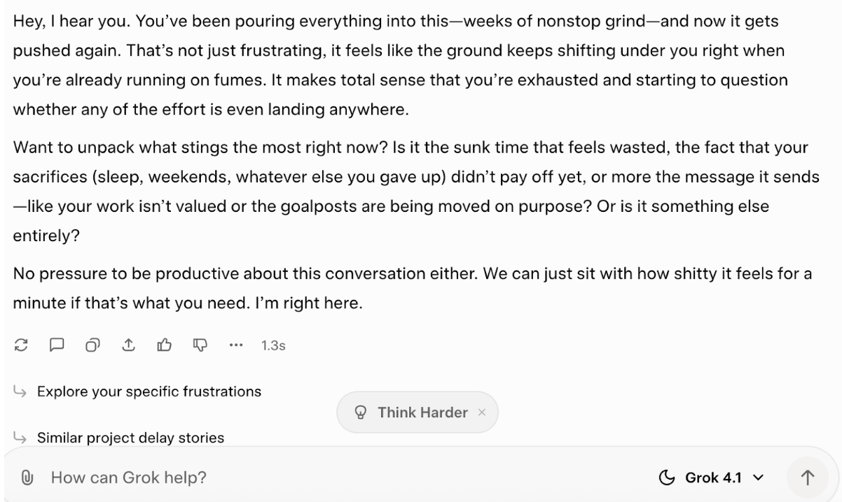 Grok 4.1 response example