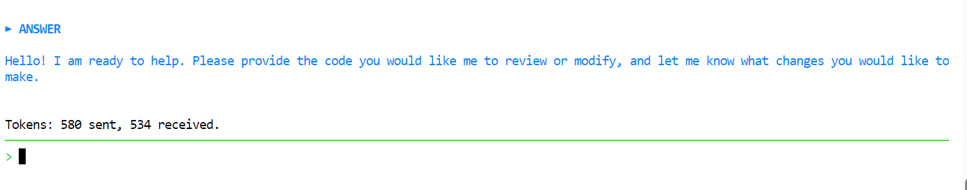 Simple greeting in Aider