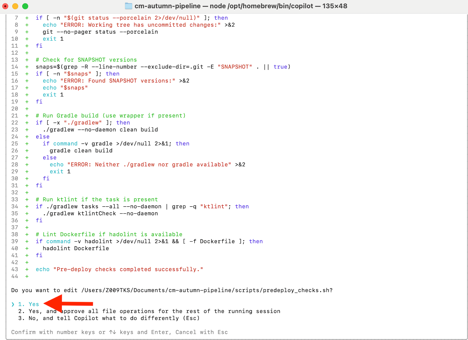 Using GitHub Copilot CLI to automate pre-deployment checks