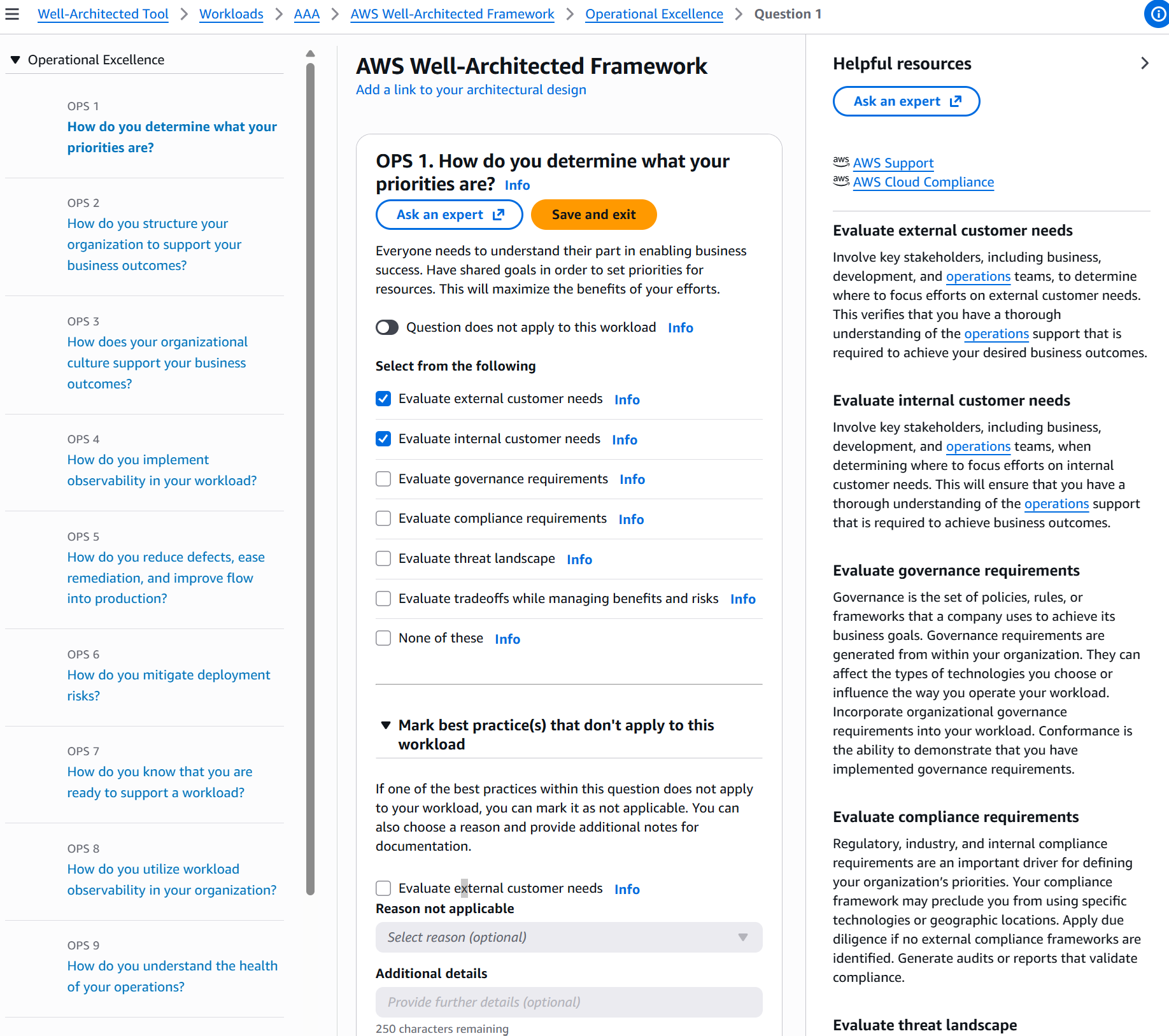 Sample question operational excellence