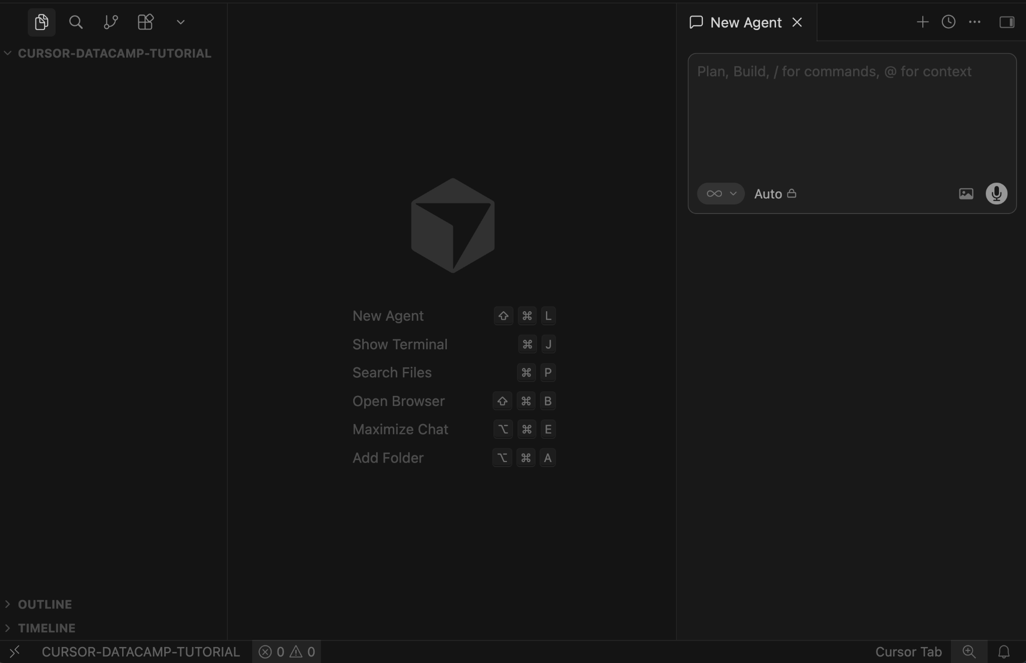 Cursor UI with Agent Panel on the right