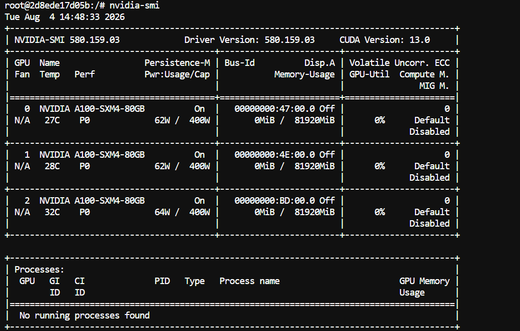 3x A100 GPU summary
