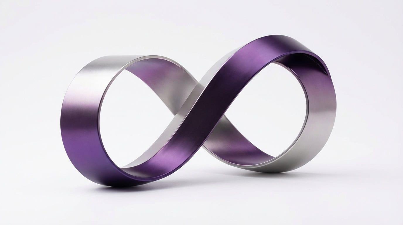 Abstract geometric ribbon logo with flowing infinity loop shape created by Nano Banana Pro for brand identity consistency