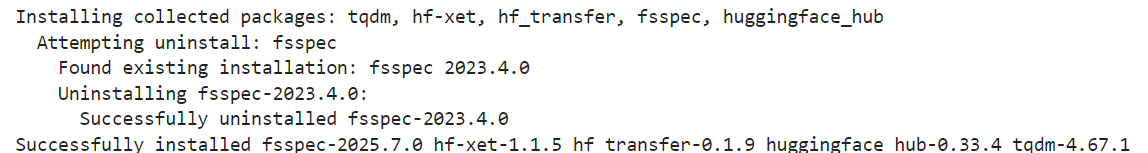 Instalación de los paquetes Python para descargar los archivos para m Hugging Face.