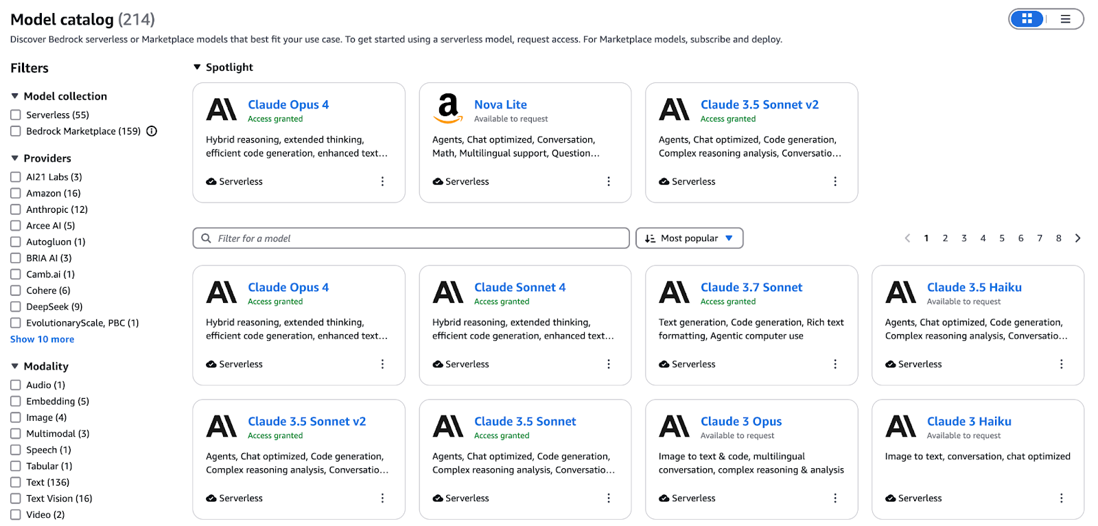 Esse diagrama mostra os principais componentes da IA Generativa da AWS, mostrando como o ecossistema do modelo básico, a infraestrutura de computação de IA feita sob medida e as bases de dados robustas interagem, que são essenciais para desenvolver e implementar soluções de IA generativa.