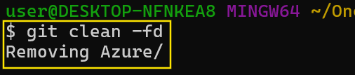 Entferne nicht verfolgte Verzeichnisse mit git clean -fd.