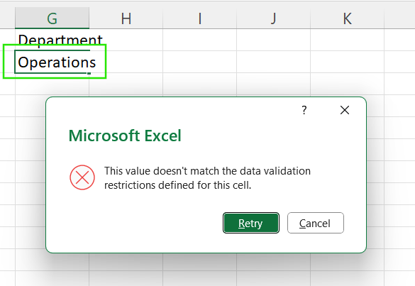 Drop-down list error in Excel