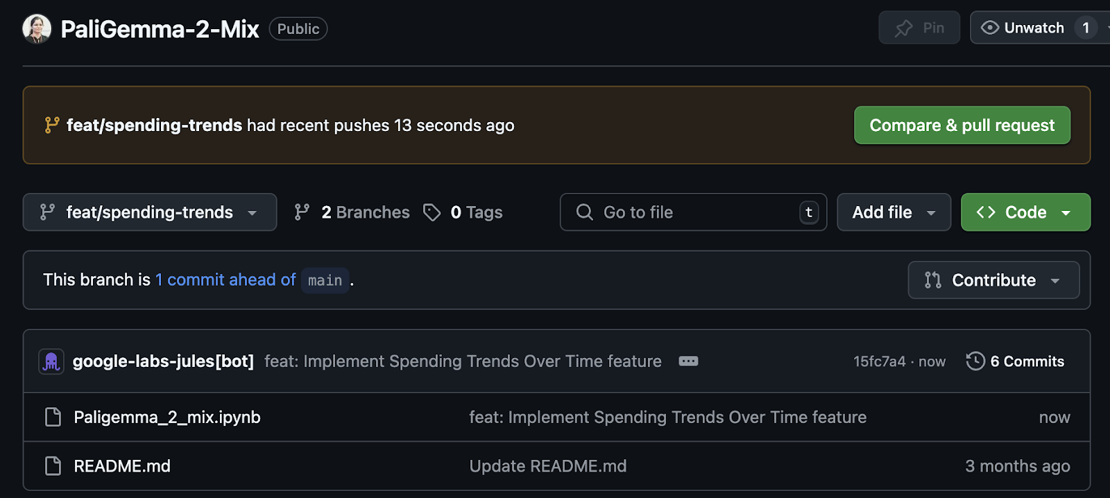 google jules github changes