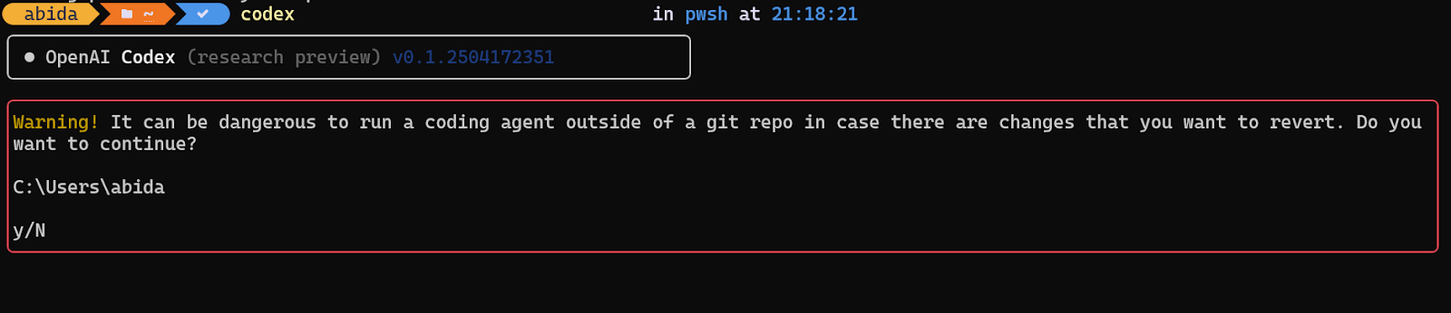 Codex Interactive mode