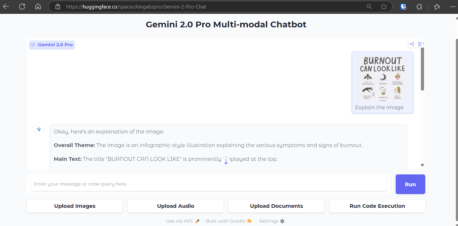 Gemini 2.0 Pro app running
