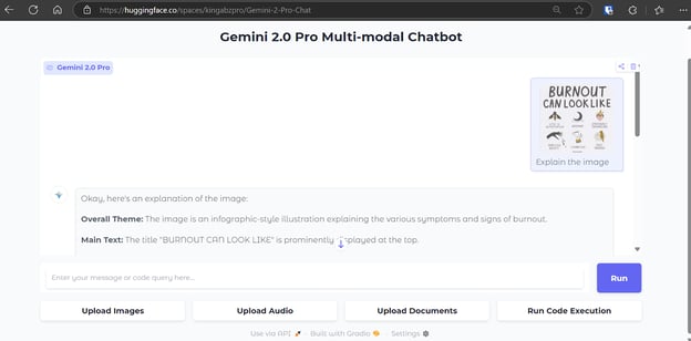 Gemini 2.0 Pro app running