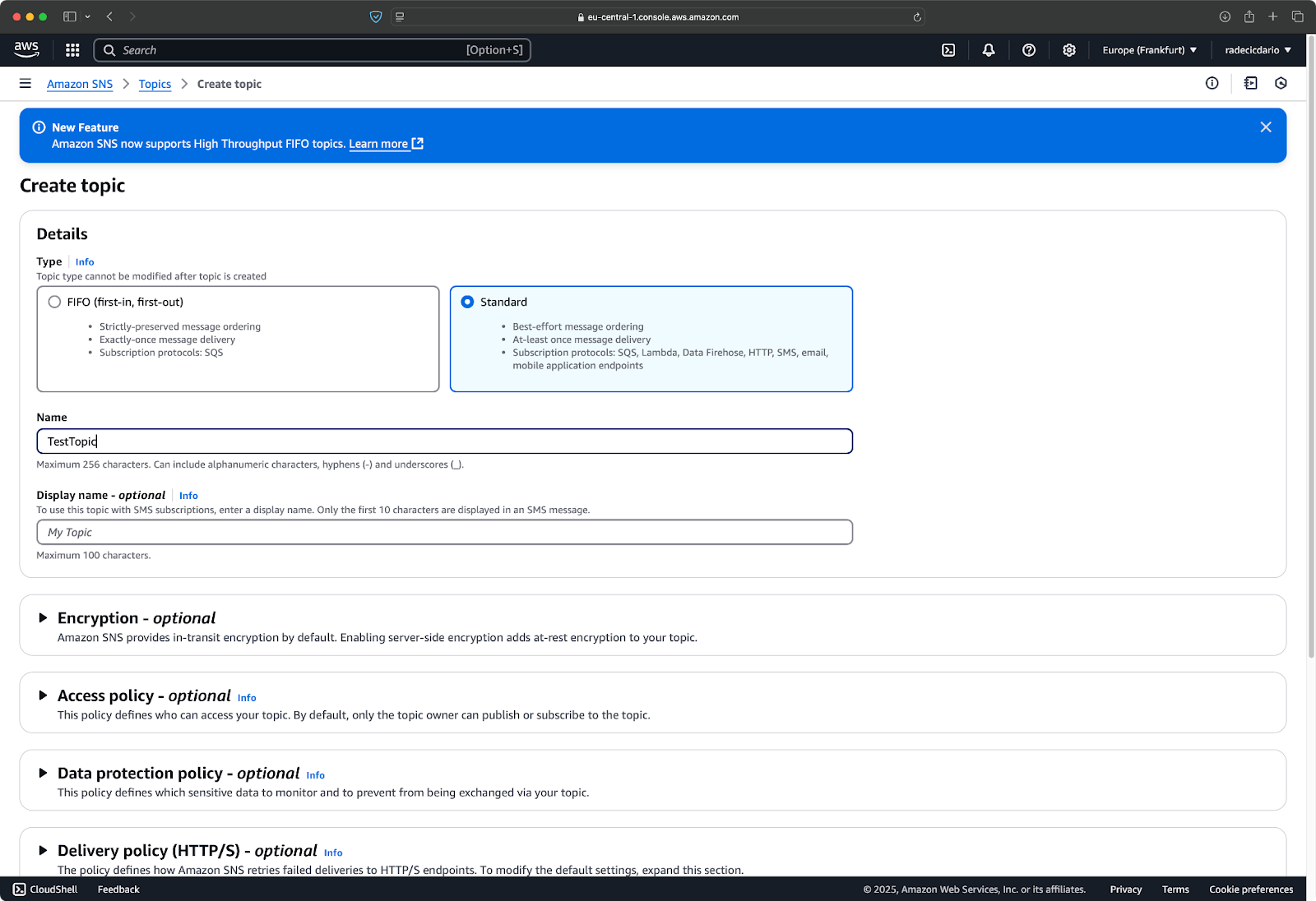 Image 2 - SNS topic creation