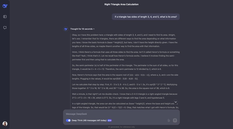 deepseek deepthink solving a math problem