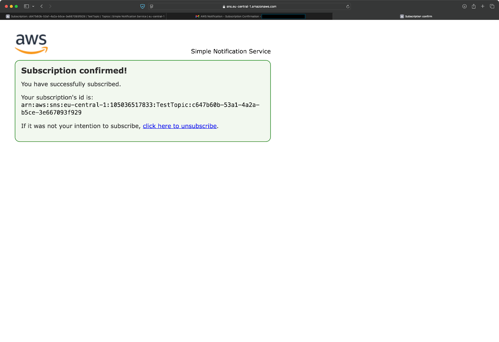 Image 8 - Subscription confirmation message