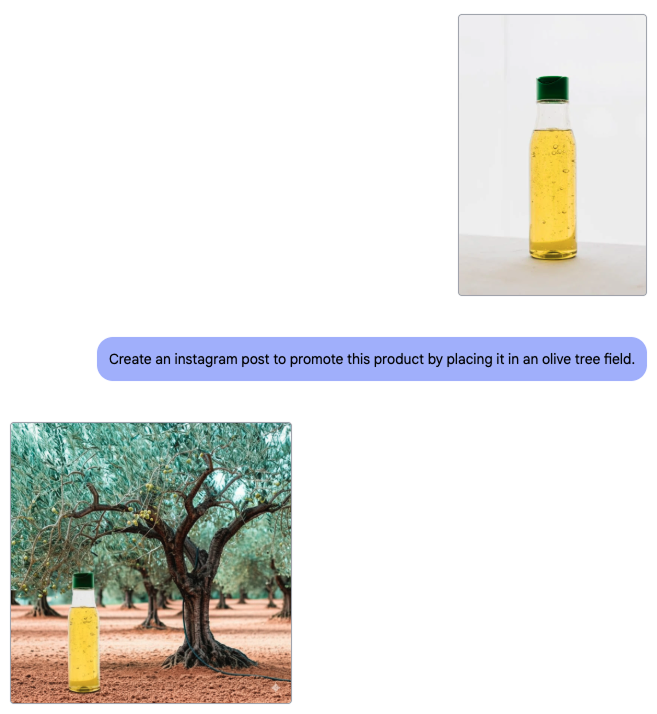 Placing a product in an AI generated background
