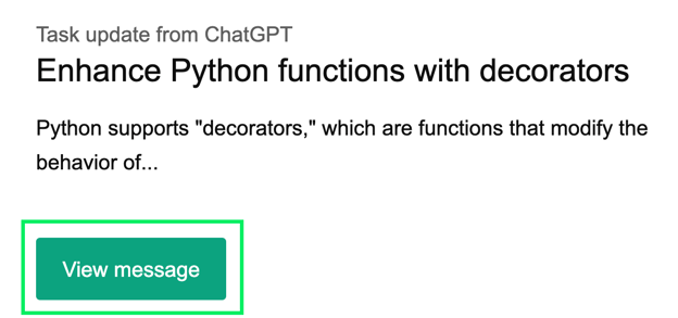 Task notifications for chatgpt tasks in email