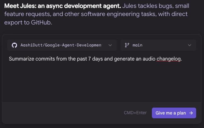 google jules generate an audio changelog