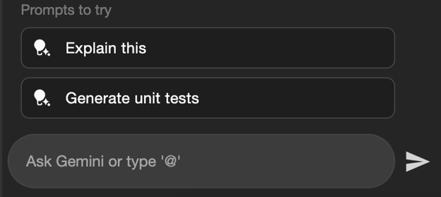 Promptsuggesties voor geselecteerde code in gemini code assist