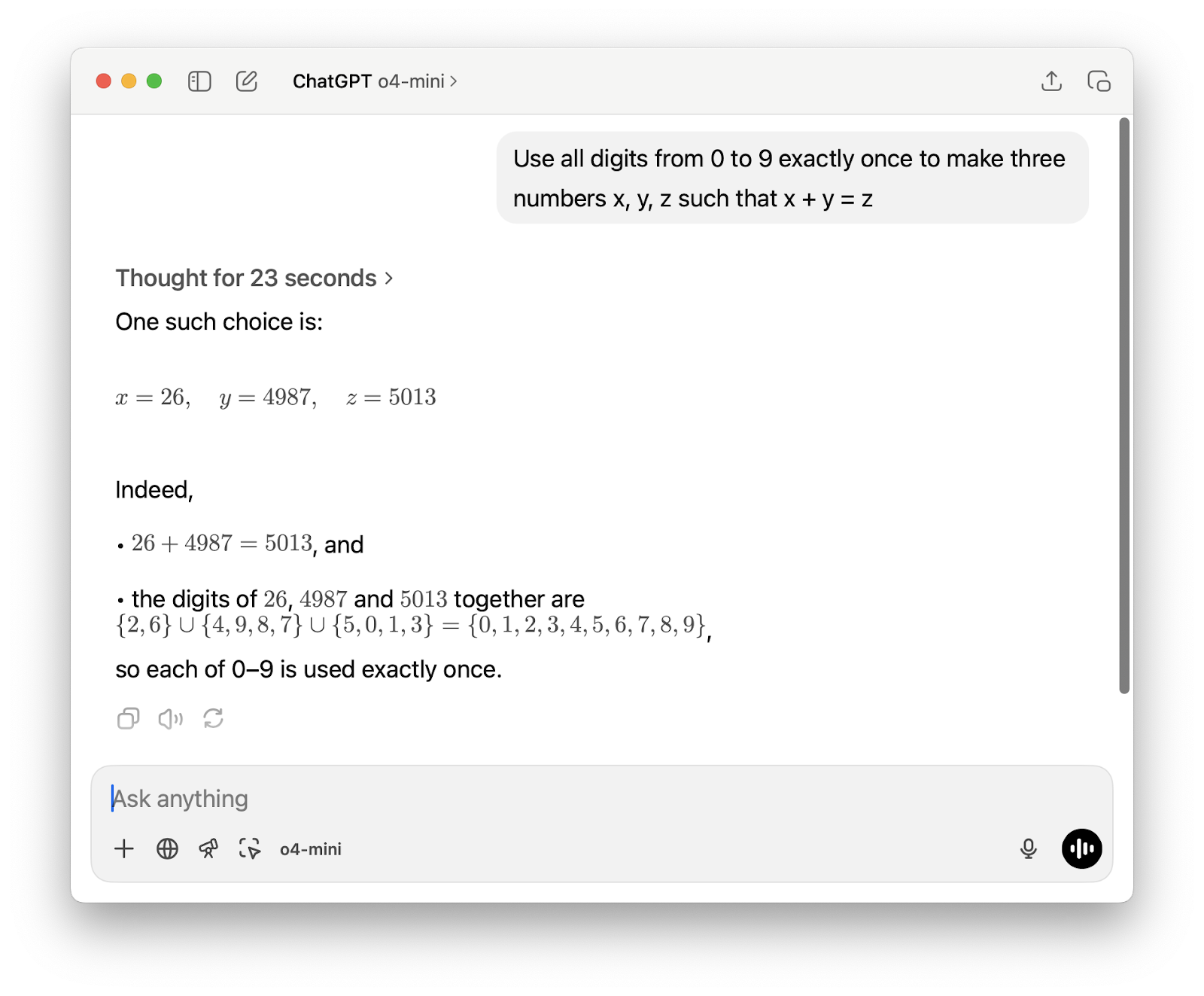 o4-mini math test