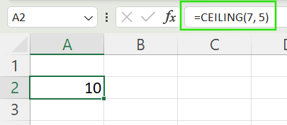 Using CEILING() function to round up a number in Excel.