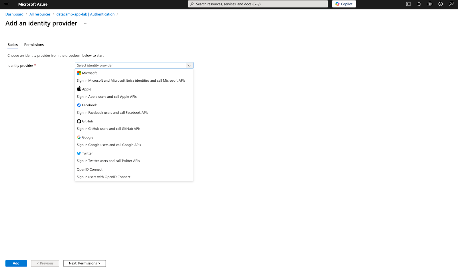 Configurando a autenticação e a autorização para o Serviço de Aplicativo do Azure.