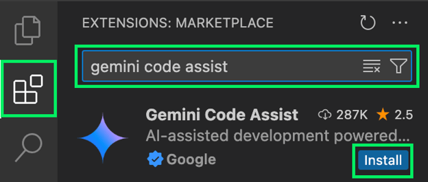 Gemini Code Assist installeren in Visual Studio Code