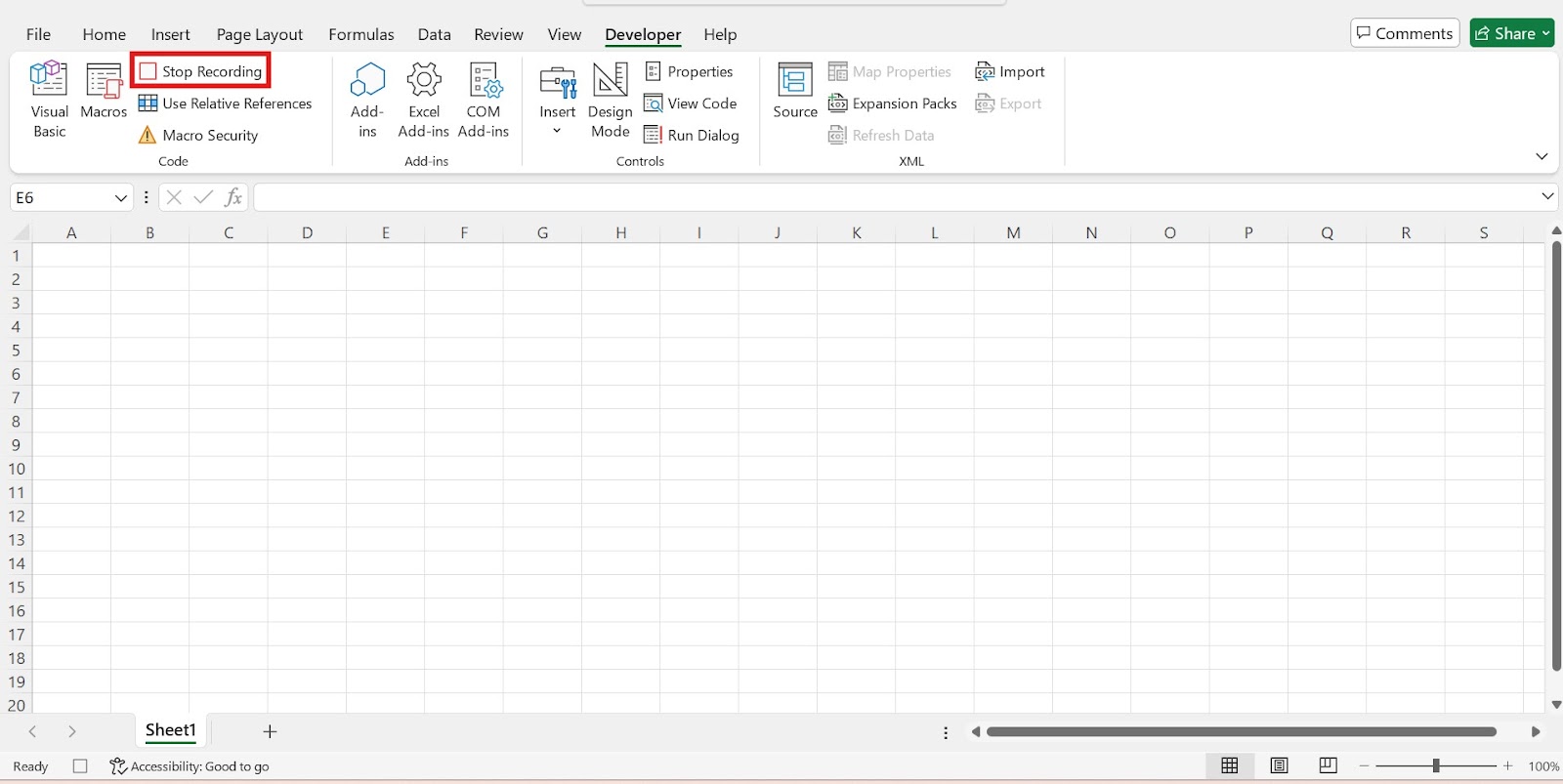excel macros Stop recording