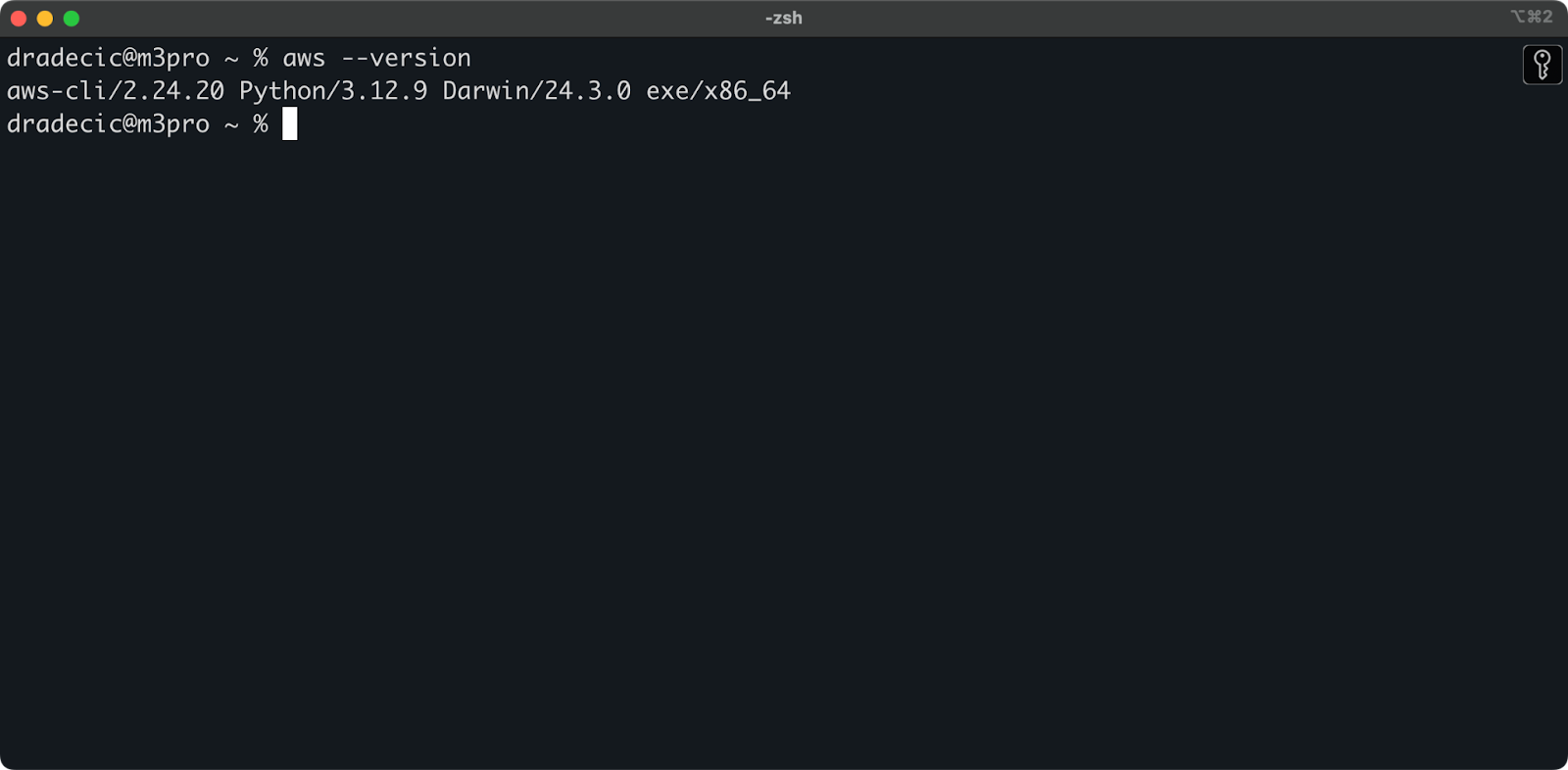Imagem 1 - Versão da CLI do AWS
