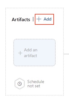 Interface Azure DevOps montrant l'option d'ajouter un artefact du pipeline de construction comme source pour la configuration du pipeline de diffusion.