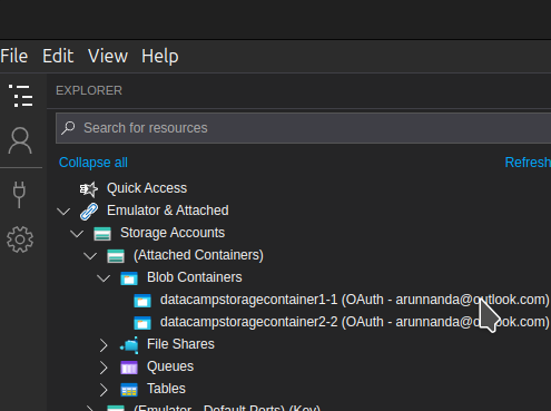 Sidebar after connecting using Entra ID