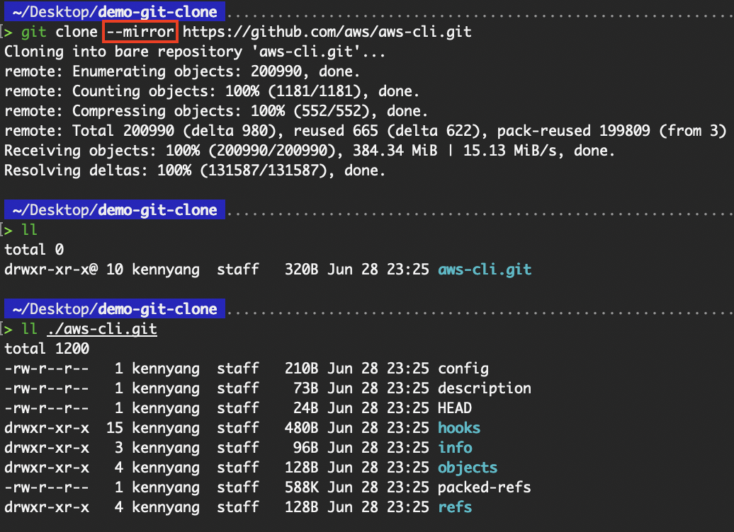 Clone a (central) repository to make a mirror repository