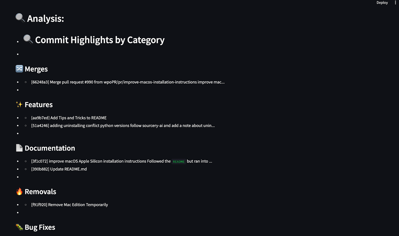Streamlit Application Key feature analysis