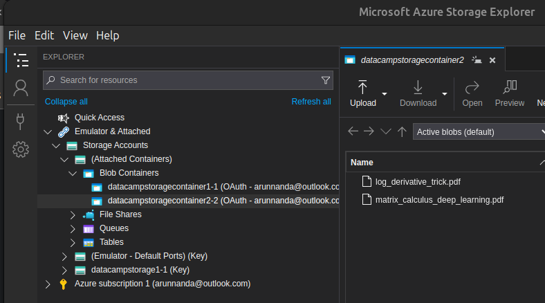 Blob Containers in Storage Explorer