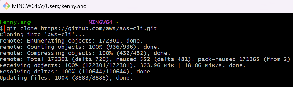 git clone in Git Bash