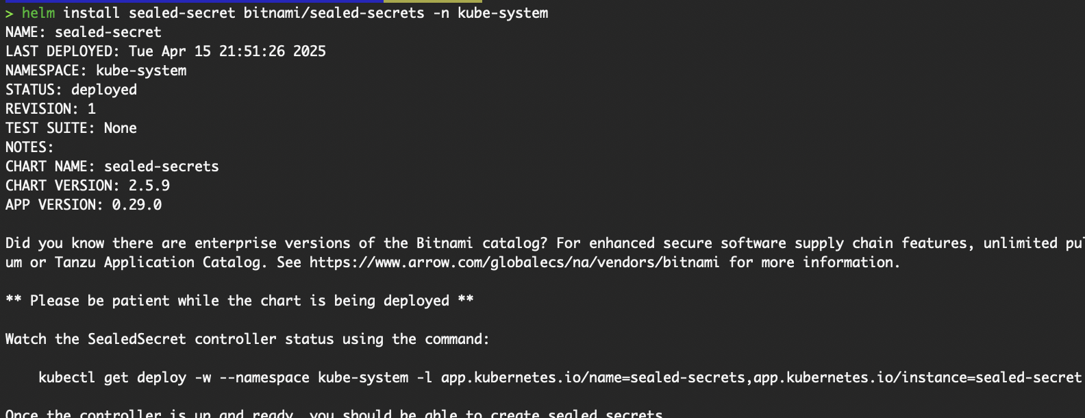 Instale o SealedSecret em nosso cluster via Helm